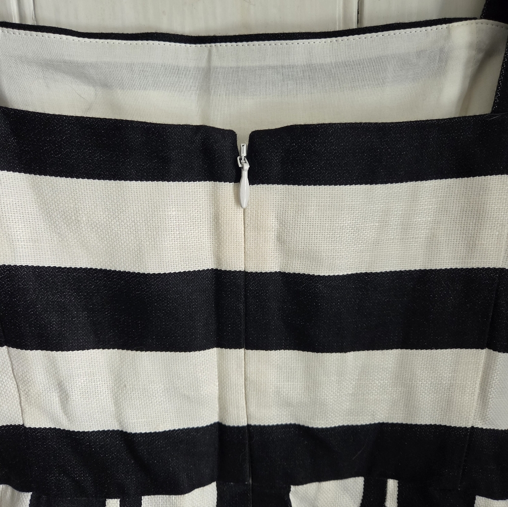 Ann Taylor LOFT Black & White Striped Dress - Cotton/Linen Blend - Picture 4 of 6